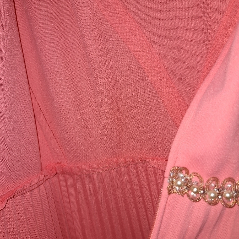 Vintage Retro Pink Peach Maxi Dress - Picture 7 of 10
